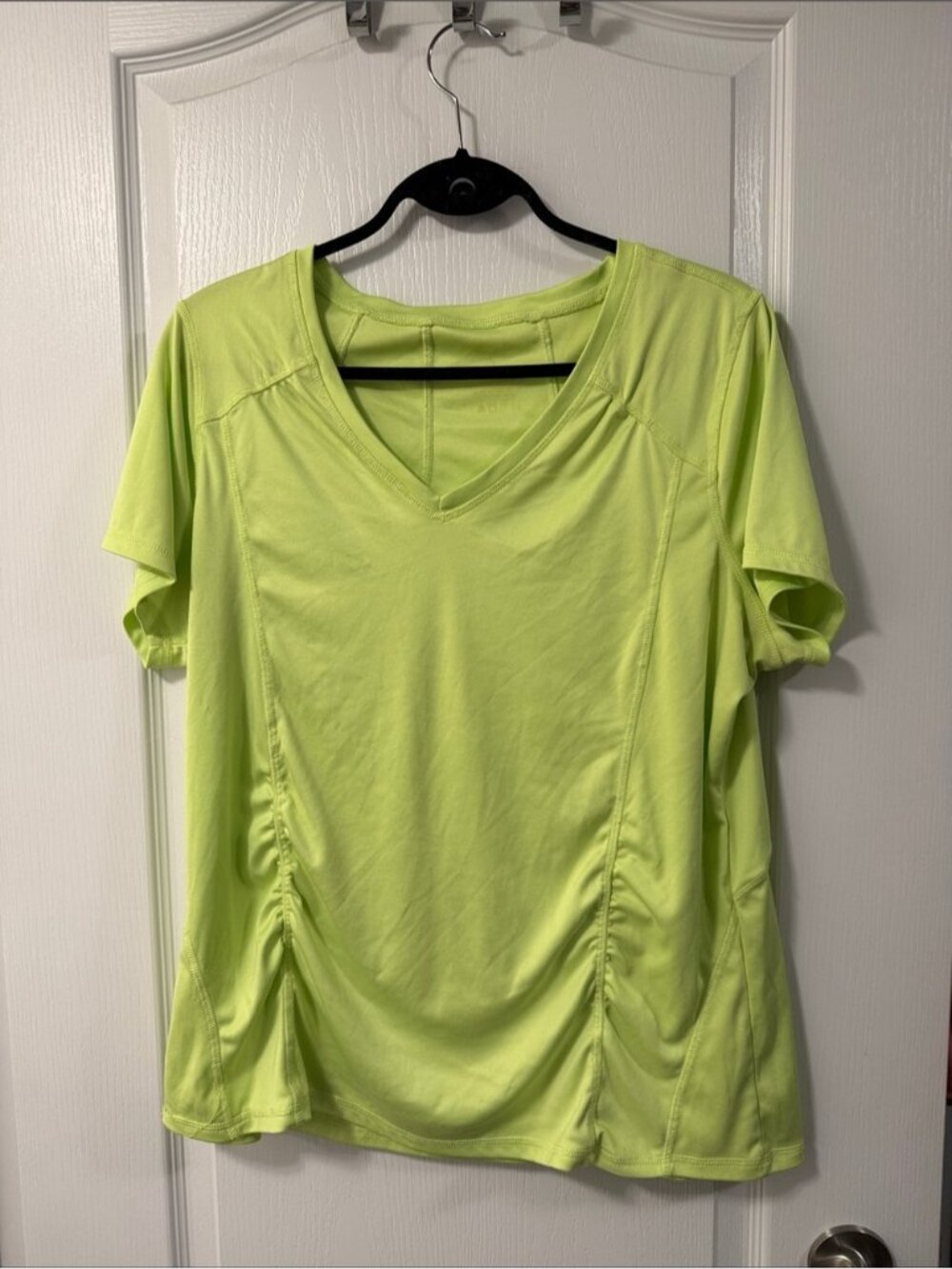 ACX Women's V-Neck Activewear Top Neon Yellow size 1X gym workout athletic